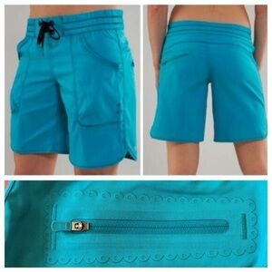 Lululemon Paradise Long Women’s Board Shorts, size 4, Surge Teal Blue